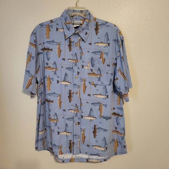 Columbia Other - Columbia River Lodge Shirt Mens XL Blue Angler Tackle Fish Novelty